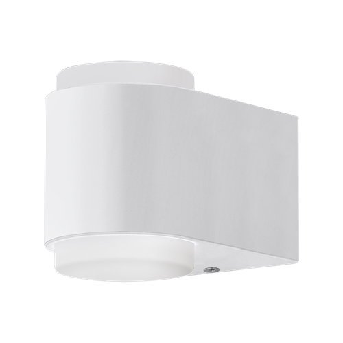 Briones LED væglampe i støbt Aluminium Hvid med skærm i Hvid Plastik, 2x3W LED, bredde 8,5 cm, dybde 12,5 cm, højde 9,5 cm